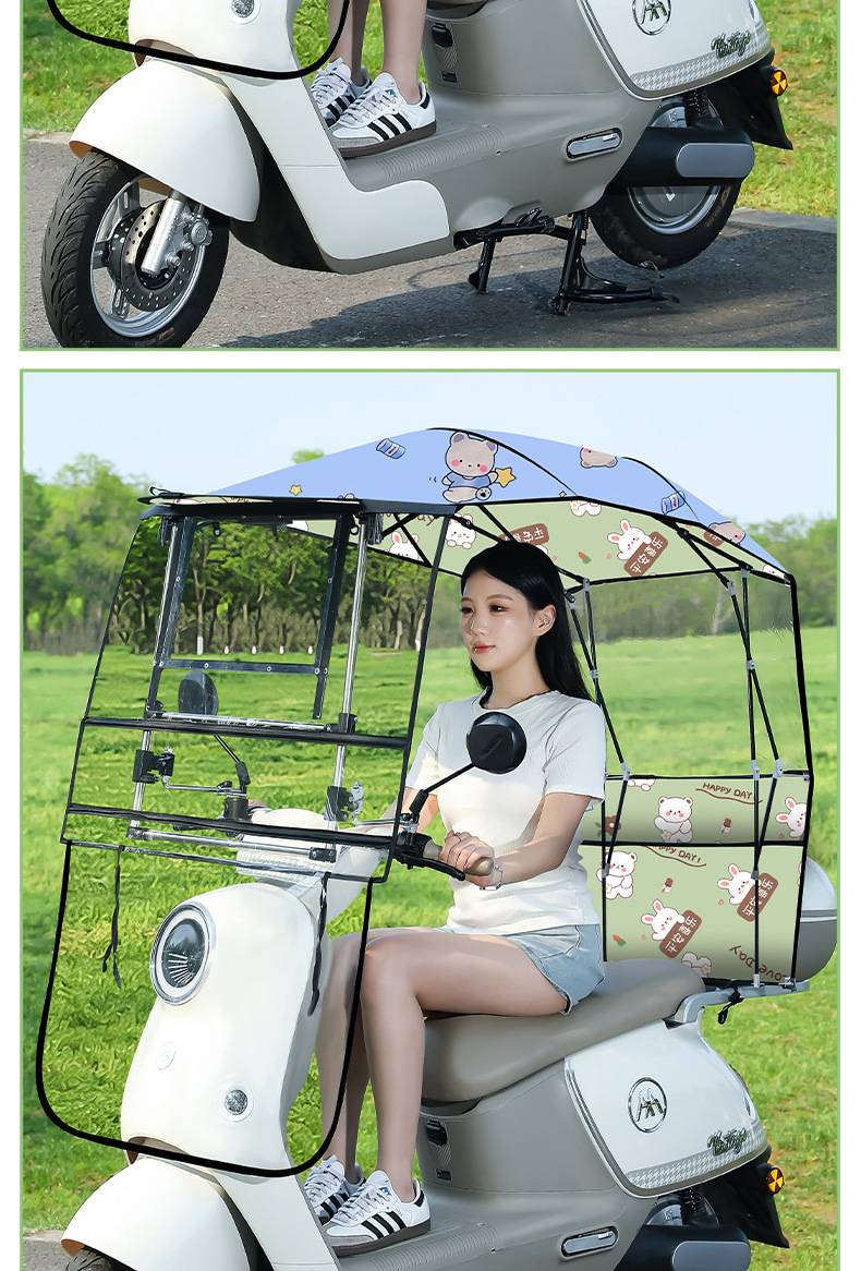 New Style Quick-Release Foldable and Retractable Electric Vehicle Canopy, Motorcycle Sunshade, Rain Umbrella, Sun Protection Umbrella