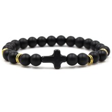 8mm串珠手链亚马逊十字架磨砂玛瑙速卖通亚马逊m9797