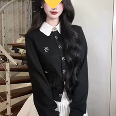 套装两件秋季新款开衫撞色针织外套高腰半身裙两件套外穿通勤上衣