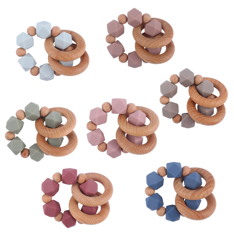Nuevos suministros para bebés Beech teether pulsera bebé creativo silicona mordedura gel molar juguete AliExpress Nuevo