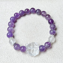 紫水晶白水晶九尾狐叠戴手链女简约百搭手串手环时尚轻奢高级感手