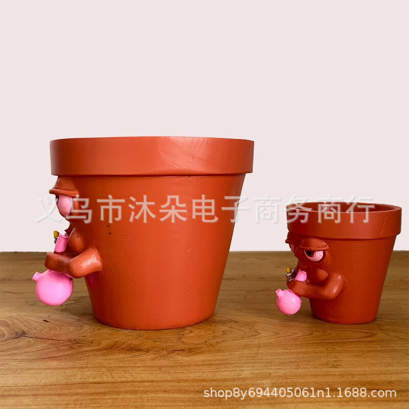 Olla fumar maceta de dibujos animados fumar maceta balcón jardinería micro paisaje suculenta maceta