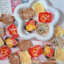 西瓜定 制仿真捏捏餐盘餐垫盘子麦当劳格子油纸盘diy手工树脂配件