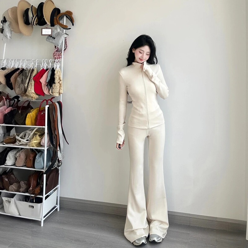 Fashionable Age-Reducing Casual Suit for Women in Autumn and Winter Korean Ootd Complete Set of Slimming Look Sweatshirt Sports Two-Piece Trendy Set