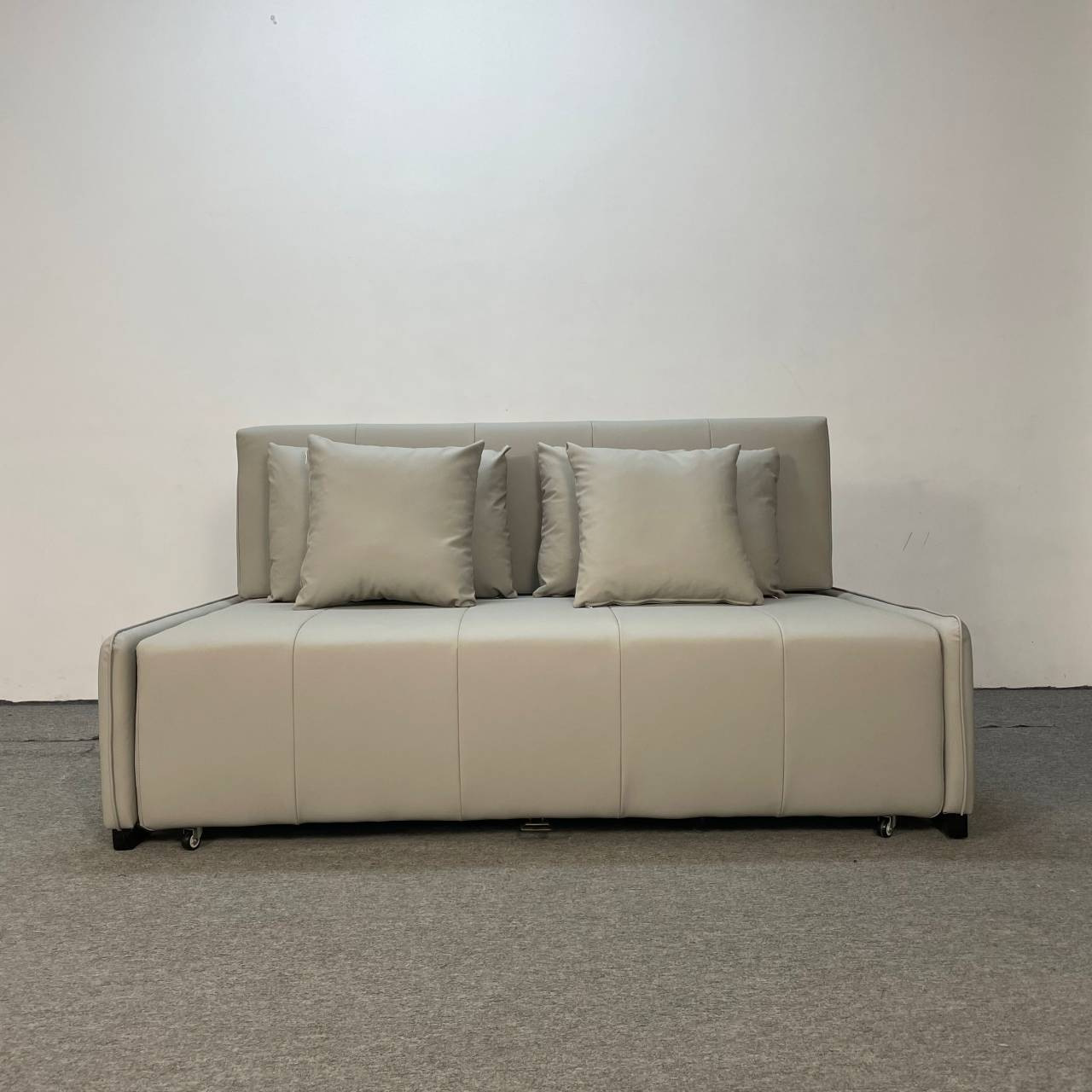 Sofá cama plegable de doble uso pequeño apartamento de sala de estar almacenamiento multifuncional látex sofá de piel triple persona