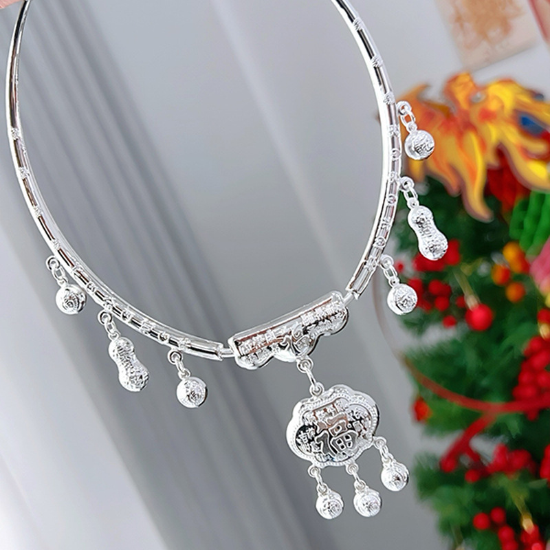 Baffold Long Life Lock 999 collar de plata esterlina collar de bebé cerradura de plata para niños cerradura de seguridad bebé luna llena regalo de aniversario