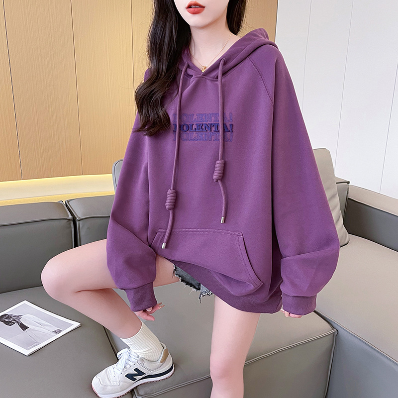 | Real Photos, Real Price | Cotton Yarn | Back Collar | Korean Style Loose Hooded Sweatshirt with Toothbrush Embroidery for Women | Real Photos, Real Price | Cotton Yarn | Back Collar | Korean Style Loose Hooded Sweatshirt with Toothbrush Embroidery for Women