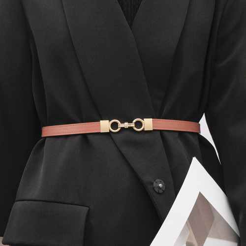Adjustable metal hook buckle thin belt women's decorative dress sweater accessories belt women's waist chain wholesale
