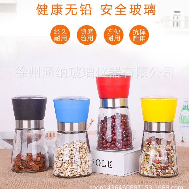 Molinillo manual de pimienta negra botella molinillo de pimienta de acero inoxidable vidrio sal marina pimienta pimienta molinillo de café