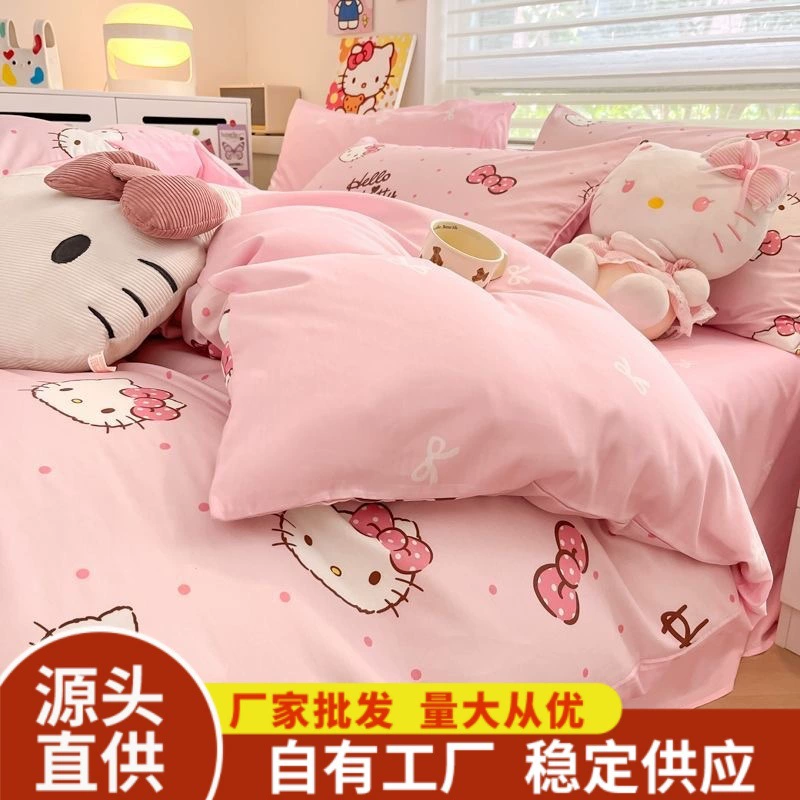 Набор простыней (Hello Kitty) 3–4 предмета, разные принты, размеры 150/180/200/120/150 см