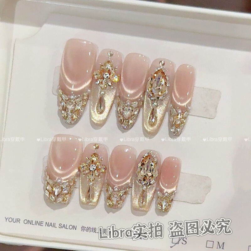 【Venus Gold Sand】Purely Handmade High-End Cat-Eye Nail Art, Elegant and Versatile Fairy-Style Nail Design