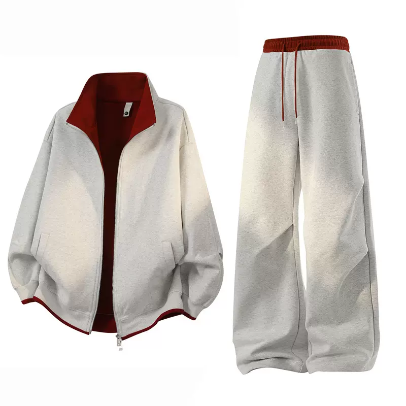 潮牌休闲运动套装男2026新款春夏季立领开衫卫衣宽松卫裤两件套