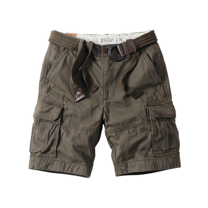 Pantaloncini cargo da uomo Ami Khaki Summer Cotton Camouflage, pantaloni casual taglie forti_voghion.com
