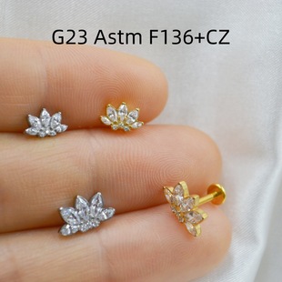 G23钛合金穿刺饰品花朵镶钻焊球唇钉唇环人中钉耳蜗钉耳骨钉现货-阿里巴巴