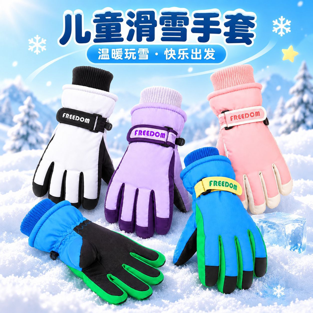 Niños de 3 - 12 años de edad en invierno, guantes de pantalla táctil a prueba de frío a prueba de agua a prueba de viento, antideslizante y caliente para esquiar y jugar con seda image 3