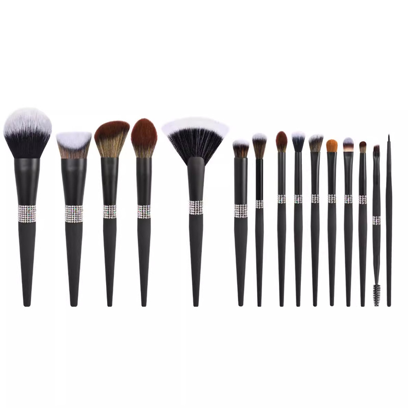 Biyouyi Cross-Border 10/15-Piece Makeup Brush Set, Cross-Border Brilliant Queen Series, High-End Matte Black Makeup Brush Set