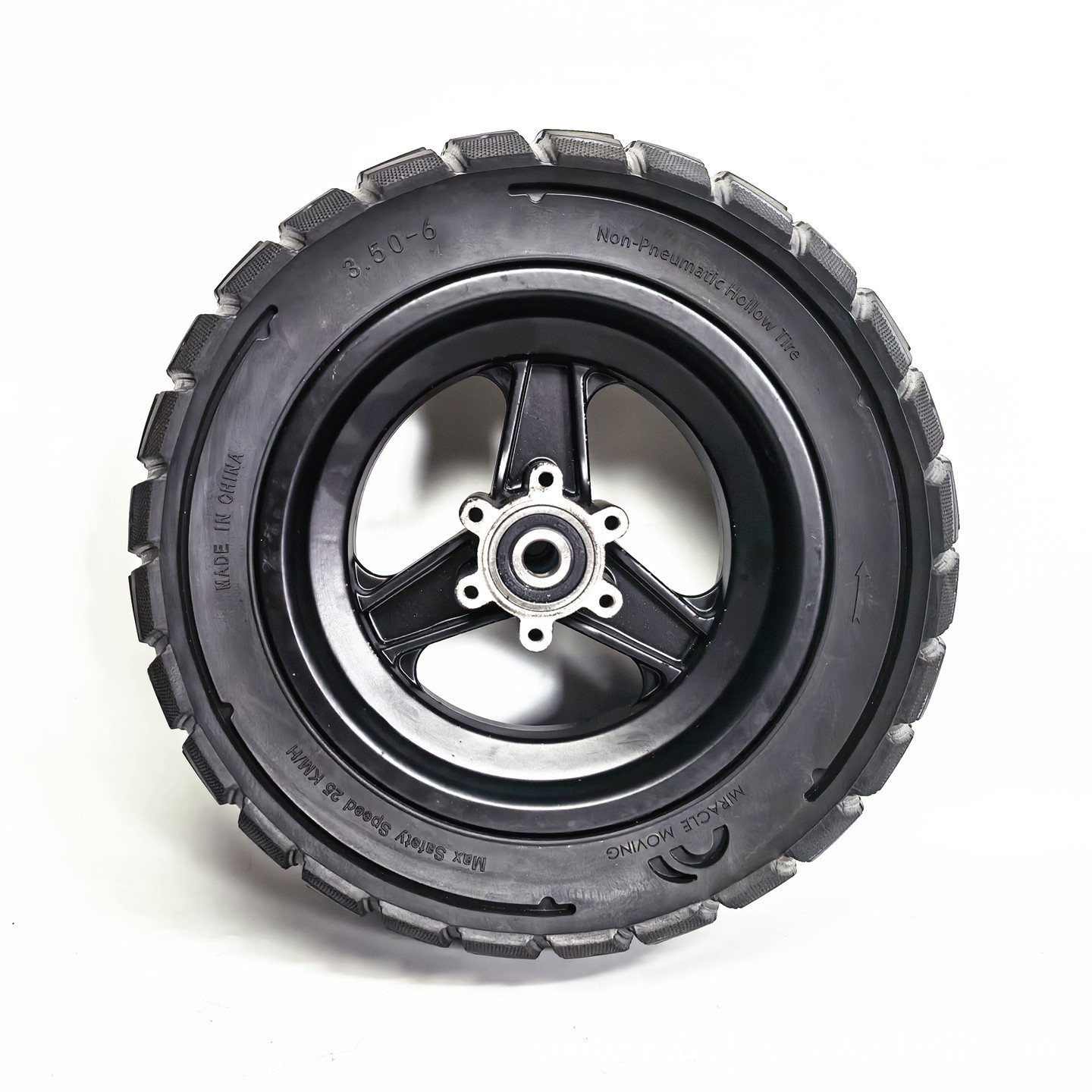 3.50-6 hollow solid tire complete wheel assembly for electric scooters, front wheel off-road anti-explosion tire wheel assembly