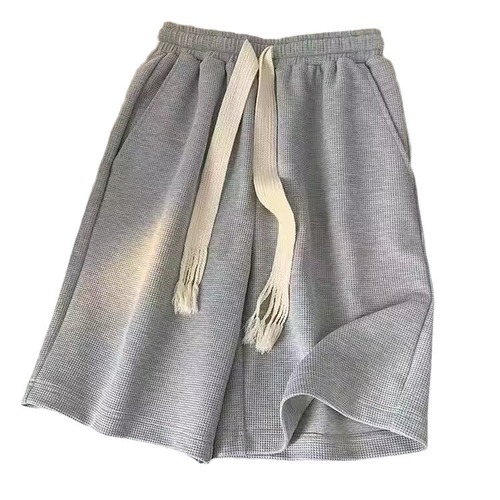 Pure Color Waffle Men's and Women's Shorts Men's Summer Home Shorts Thin Loose Outer Wearing Five-Finger Shorts New Style Casual Pants
