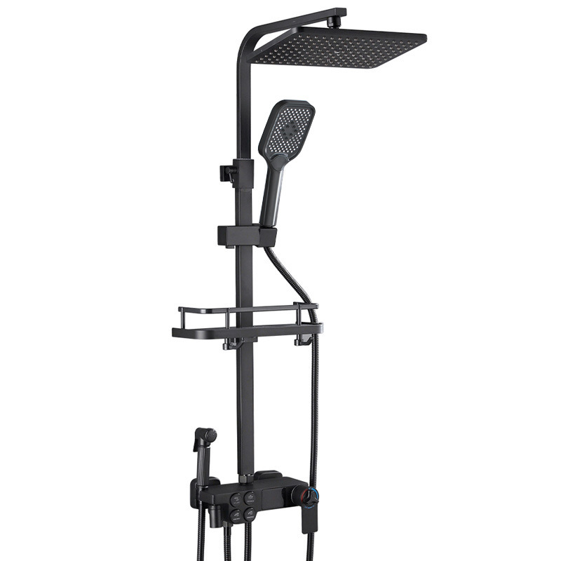 Ducha de cobre completo conjunto de ducha negra temperatura constante pantalla digital inteligente baño doméstico ducha ducha de baño