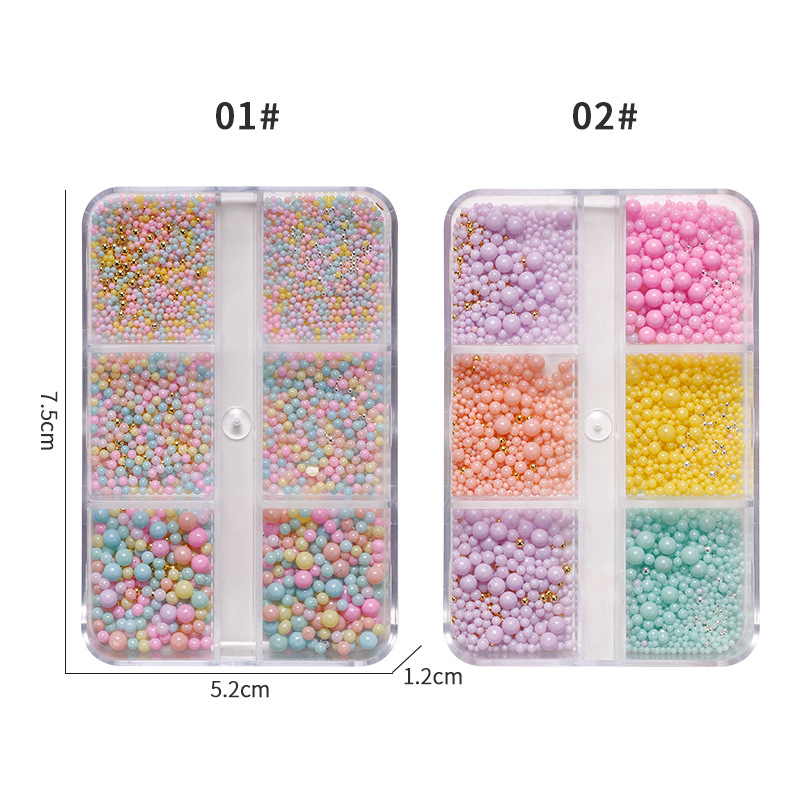 Internet celebridad nuevo macaron caramelo color saltar cuentas monocromo color mezclado plástico pequeño cuentas redondas manicure 6 rejilla caja joyería