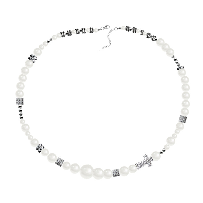 Neue Perle Intarsien Diamant Schlüsselbein Halskette Für Männer Trendy Ins Hip-Hop Kreuz Licht Luxus Frauen Sommer Nische Choker_voghion.com
