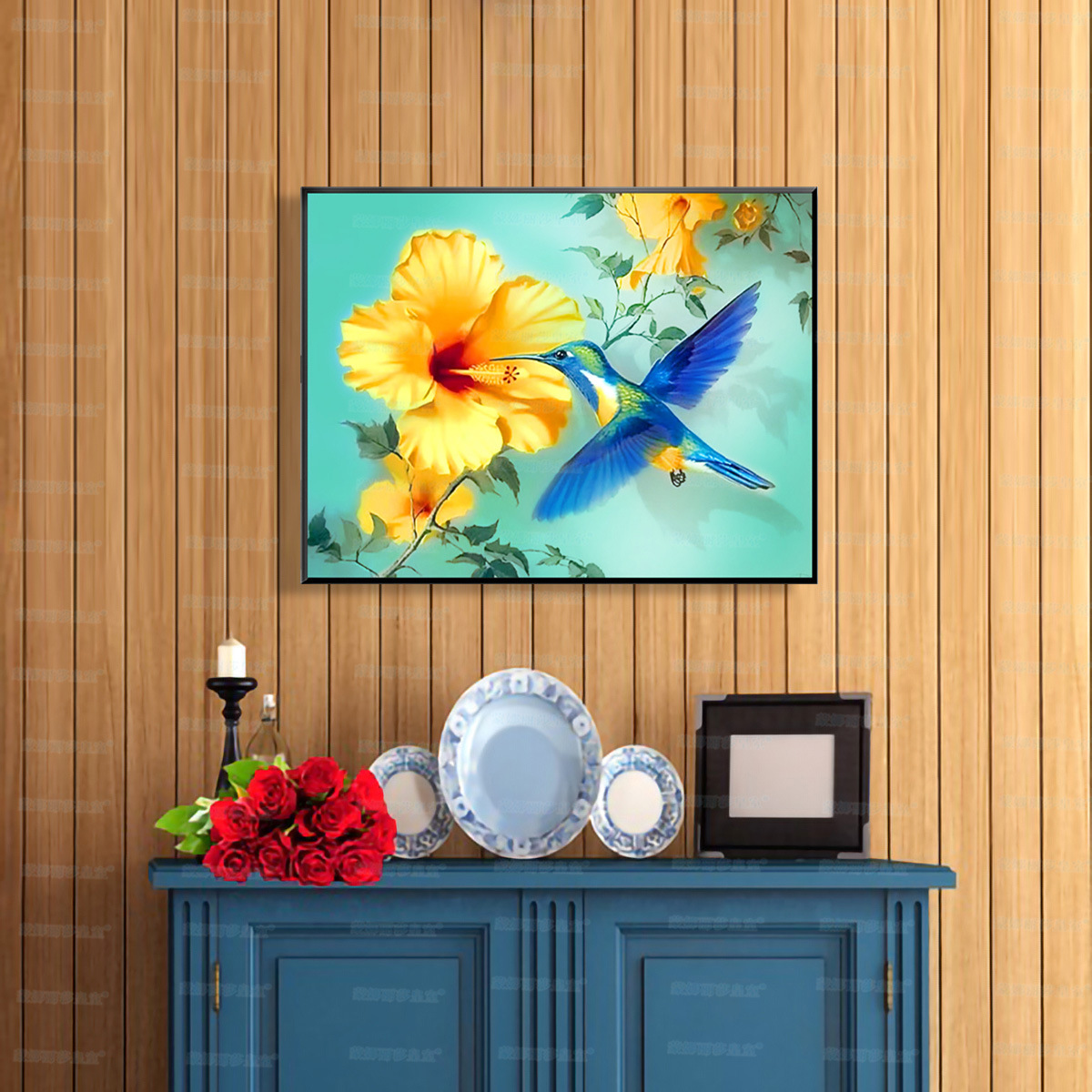 Mona Lisa real bordado cruzado miel colibrí moderno minimalista sala de estar decoración de entrada bordado a mano image 4