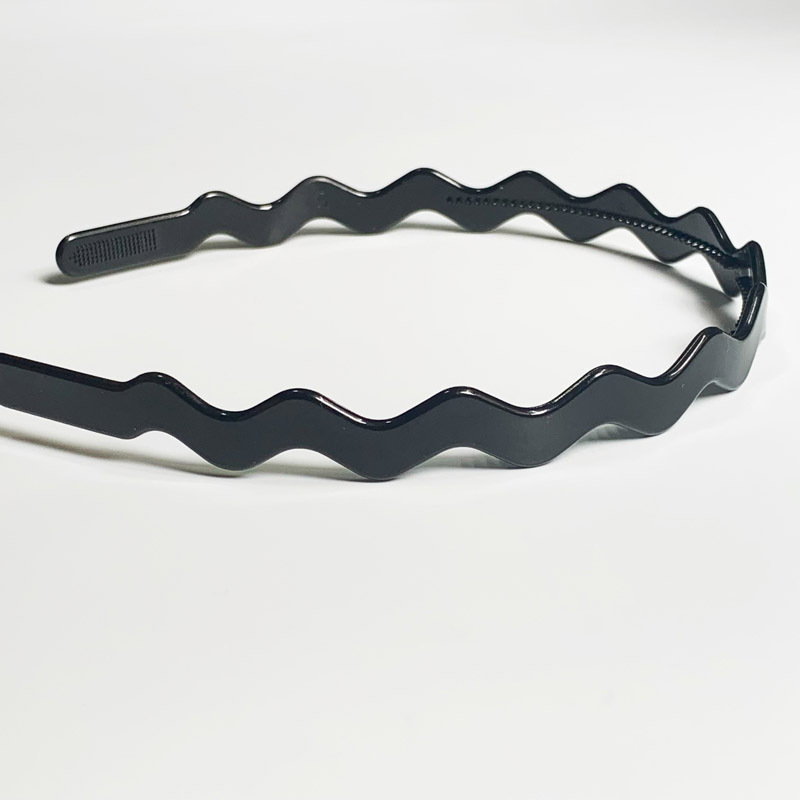 Alrededor de 1cm de ancho Internet Celebrity Wave diadema lavado de cara pelo presionando diadema hombres y mujeres de color sólido negro dentado antideslizante accesorios para el cabello tocado image 5