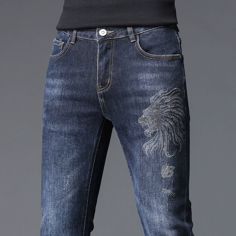 Мужские эластичные джинсы, штаны, slim fit