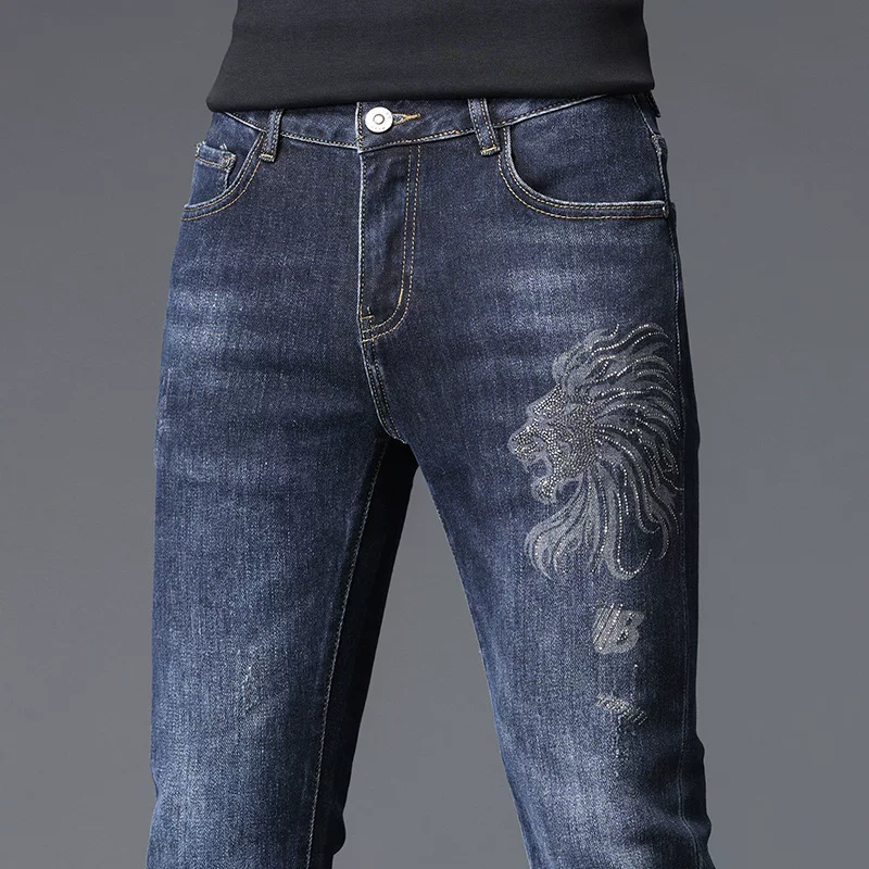 Мужские эластичные джинсы, штаны, slim fit