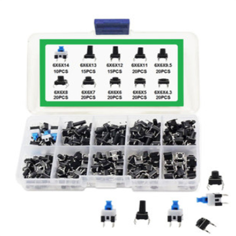 10种180个按键开关 直插轻触开关 按钮开关套件6*6mm 7*7mm XTW