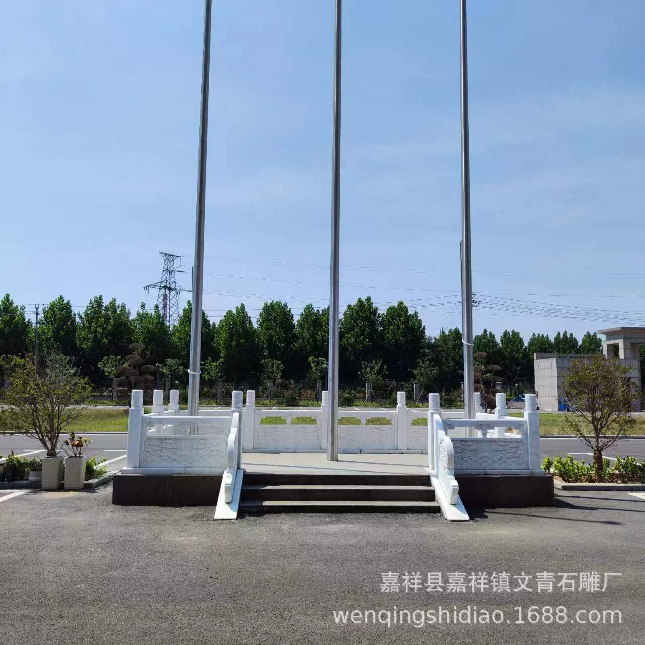 加工广场汉白玉旗杆台石围栏单位升旗台石护栏支持测量尺寸安装