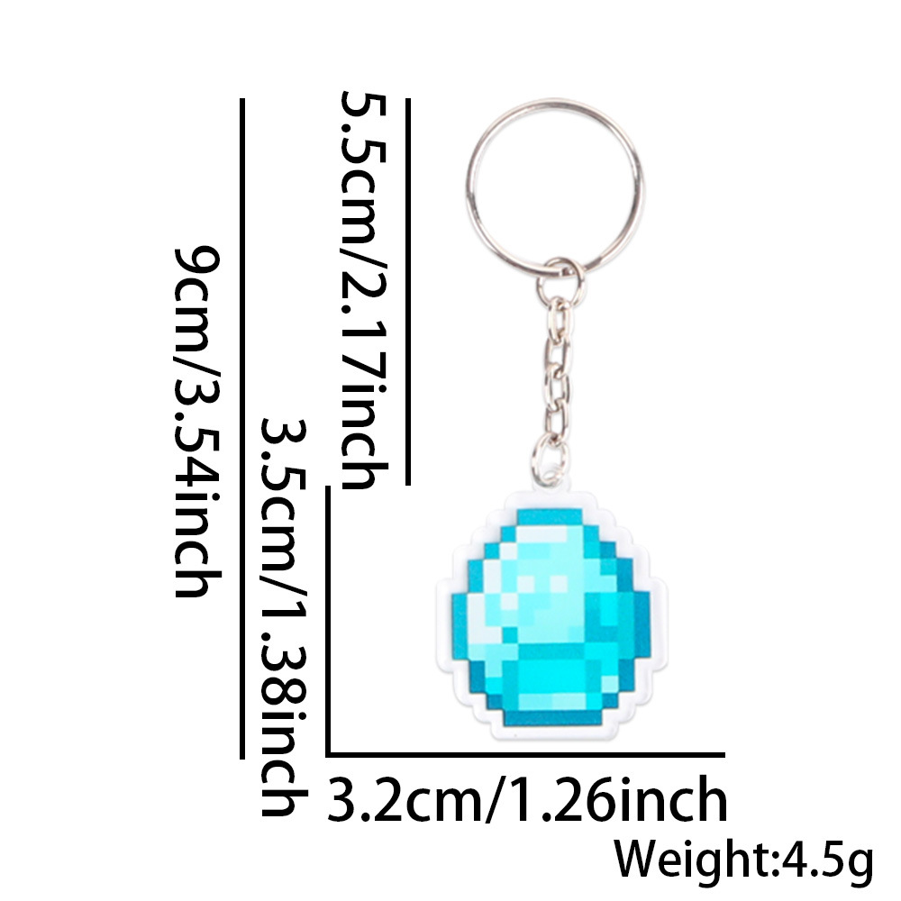 Minecraft llavero juego de píxeles tema fiesta decoración arma diamante colgante acrílico mochila colgante