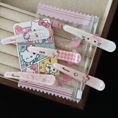夏の新スタイルアイス透明猫ピンクストリップヘアピン和風甘いガーリースタイルカモノハシクリップヘアピンヘアアクセサリークリップ