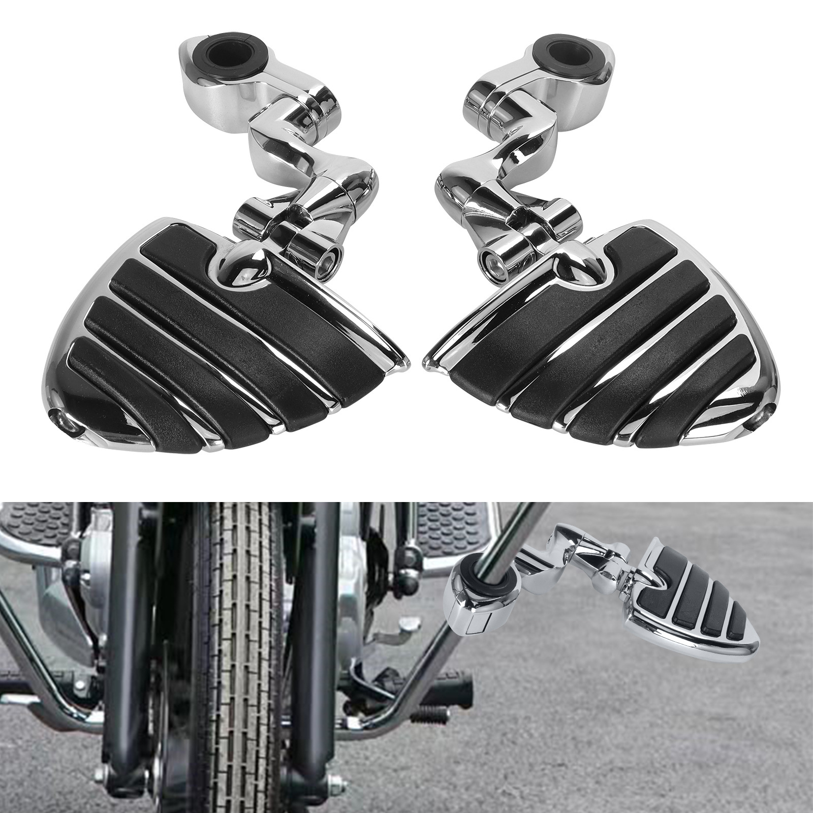 Harley Street Glide Motorcycle Modified Rubber Short Pedal Set Footrest Guard Bar Rest Bracket