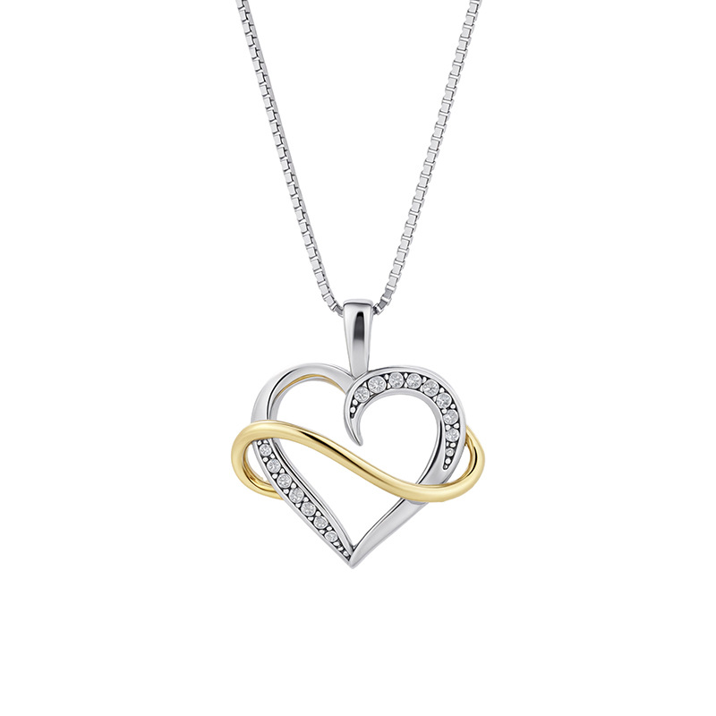 Europa y América Cross-border 925 plata de ley con incrustaciones de diamantes amor colgante cadena de clavícula lujo ligero simple y versátil collar de alta calidad en forma de corazón