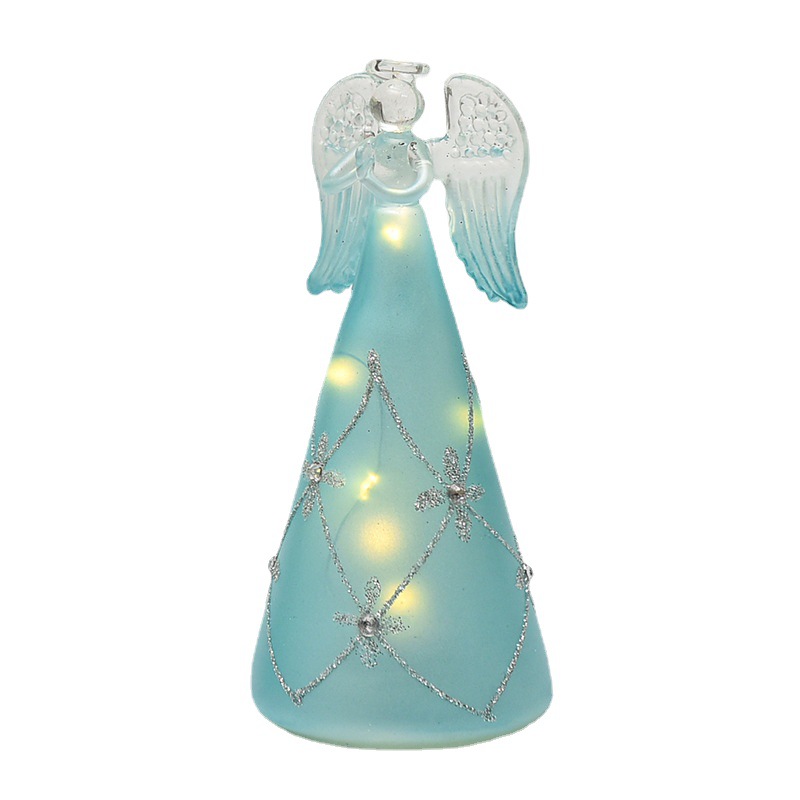 Creativo azul Ángel cristal Navidad árbol Navidad LED luminoso de color luces de escritorio Navidad vacaciones decoración adornos