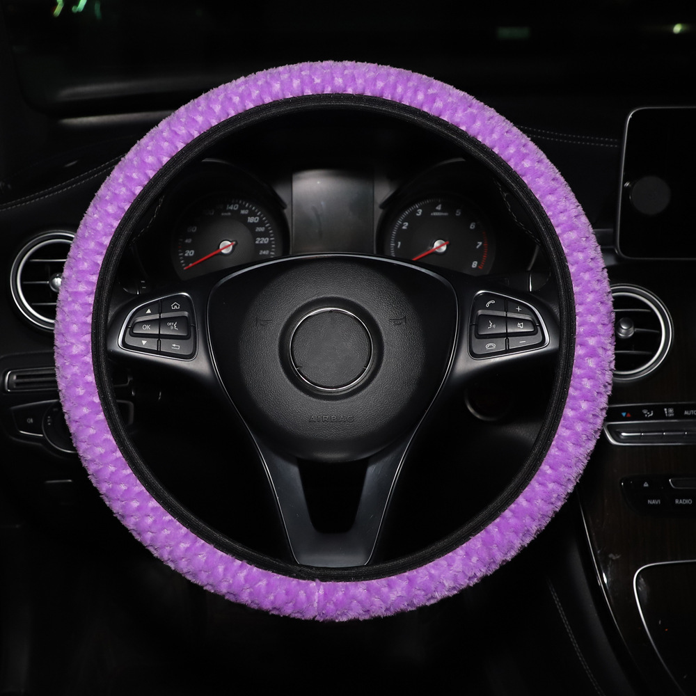 Cubierta del volante del coche de felpa corta invierno pequeño terciopelo sin anillo interior banda elástica cubierta de la manija transfronteriza AliExpress Amazon