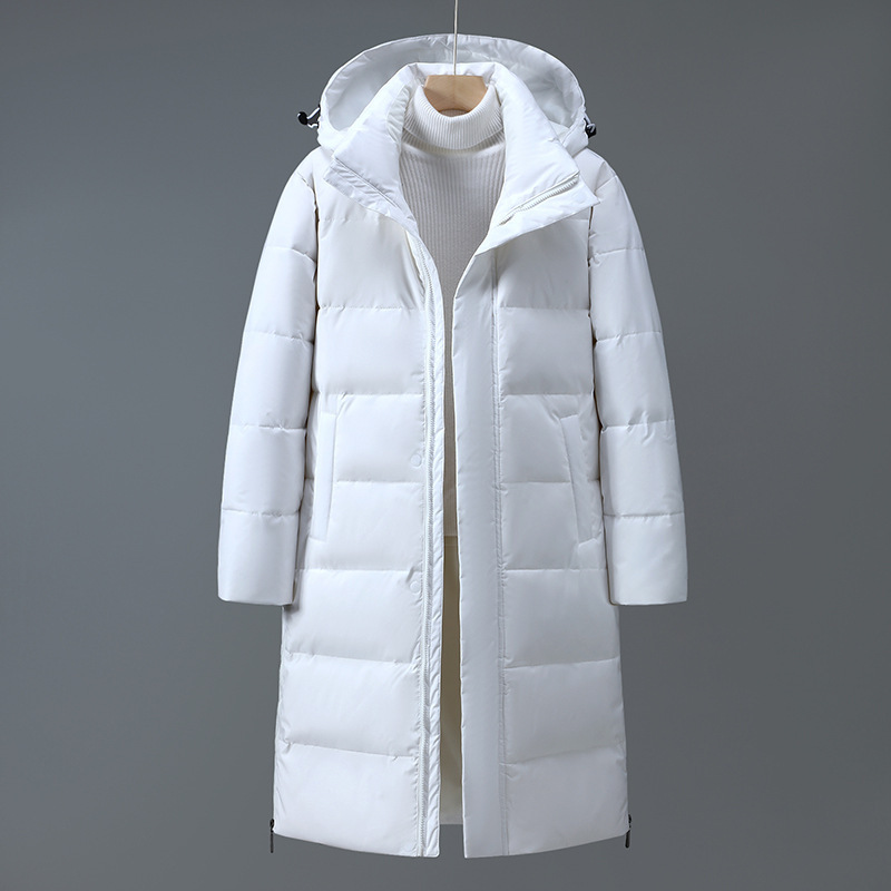 [Foreign Trade Cross-Border] New Style down Jacket for Men, Long Winter Outdoor Hooded Warm Coat for Young Men and Women