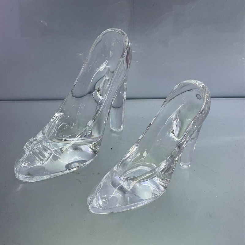 Creative Glass Ornaments Fairy Tale Cinderella Crystal Shoes Princess High Heels Couple Gift Gift Decoration Accompanying Gift