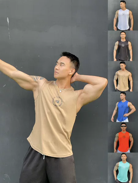 Muscle Men's Fitness brothers summer fitness vest outdoor sports exercise slim fit breathable one-piece delivery