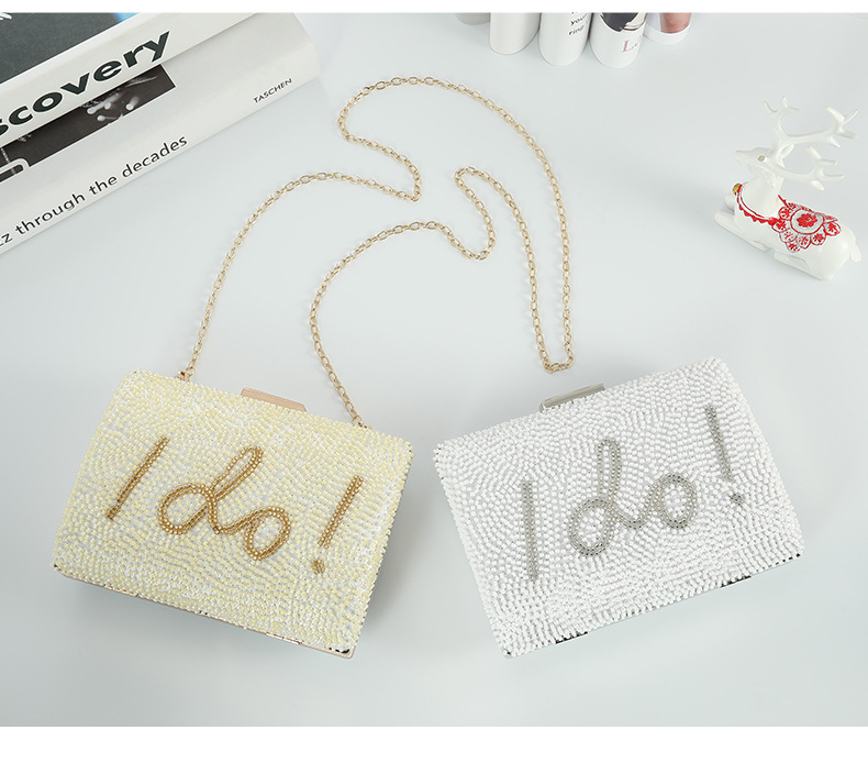 All Seasons Season Women'S Gender White Yellow Plastic Letter Square Evening Bags