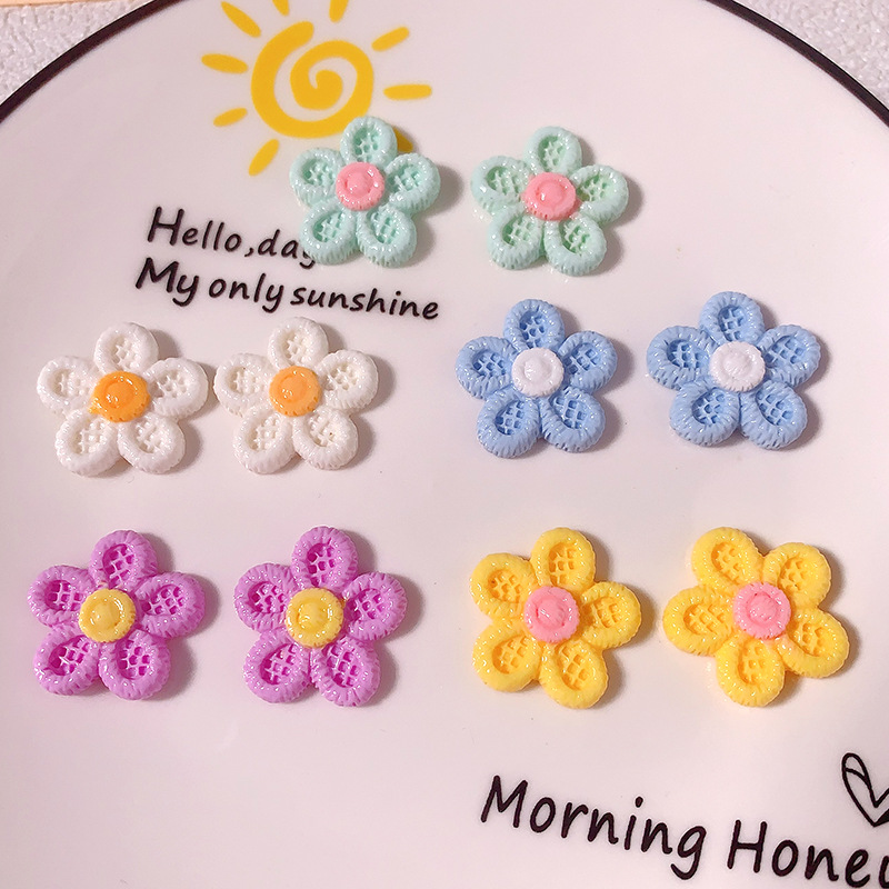 Transfronterizos nueva rejilla de cinco pétalos flor diy accesorios de resina crema pegamento para el cabello adornos de cabello cuerda de cabello caja de teléfono celular taza de agua parche
