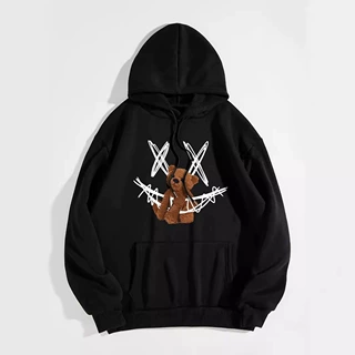 卡通熊连帽衫 欧美连帽卫衣 素色字母卫衣 Oversized Hoodie
