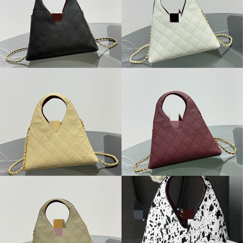 2026 New Simple Diamond Pattern Hollow Triangle Bag, Exquisite Chain Bag for Daily Use, Women's Shoulder and Handbag