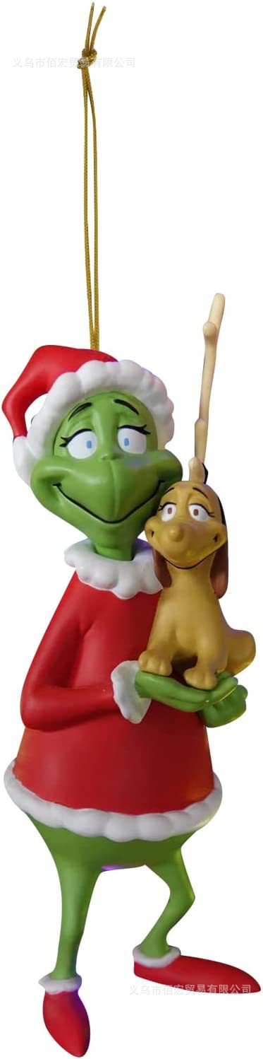 Adorno navideño de monstruo peludo verde nuevo de 2023, adorno de dibujos animados para árbol de Navidad, decoración navideña para el hogar, coche y vehículo.