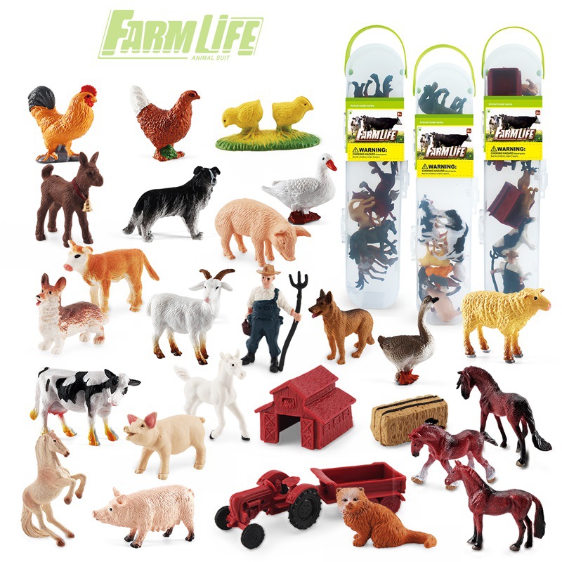 Transfronterizo simulación aves de corral animal mundo famoso caballo traje granja bebé agricultor escena modelo enlatado adornos estáticos