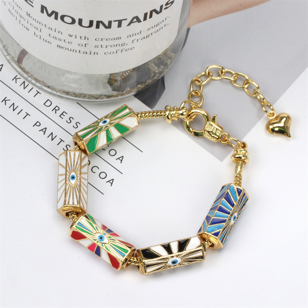 Fashion Love Devilu0027S Eye Star Copper Enamel Gold Plated Bracelets Jewelry Accessories 1 Piece