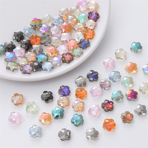 10mm Glass Beads with Colorful Small Flowers Handmade DIY Necklace Bracelet Accessories Crystal String Beads Decorative Materials