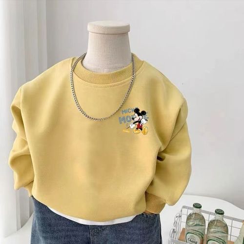 Children's Hooded Sweatshirt Round Neck Winter New Cartoon Thick Korean Style Baby Top Fleece Men's Hooded Sweatshirt Winter
