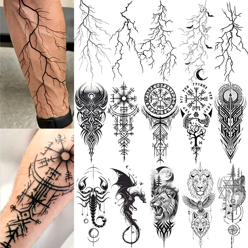 Cross-Border New Product Lightning Totem Vascular Tattoo Sticker on the Back of the Hand Ins Style Tattoo Sticker Tattoo Amazon Cross-Border New Product Lightning Totem Vascular Tattoo Sticker on the Back of the Hand Ins Style Tattoo Sticker Tattoo Amazon